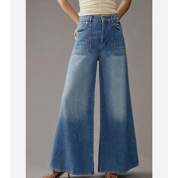 Pilcro Pants - Pilcro Anthropologie The Jane High-Rise Wide-Leg Jeans Size 24 Petite